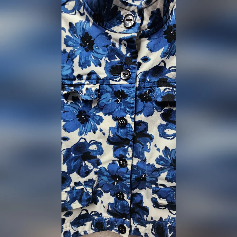 Charter Club Womens XLarge White and Blue Patterned Jacket - Picture 5 of 6